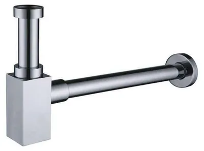 Image de Siphon salle de bain à tasse carré design en laiton chromé, G 1/4