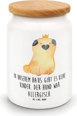 Produktbild von Mr. & Mrs. Panda zuckerdose Mops Krone - Weiß - Geschenk, Keksdose, Lustig, Sprüche, Königlich, Vorratsbehälter, Vorratsdose, Hund, behälter, Dose, Frischhaltedose, Haha
