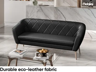 Produktbild von MEBLINI Mini Sofa 3-Sitzer für Wohnzimmer - Mini Lounge für drei Personen - Küchensofa - Sofa Klein - GISELA - 3 - Braun Kunstleder