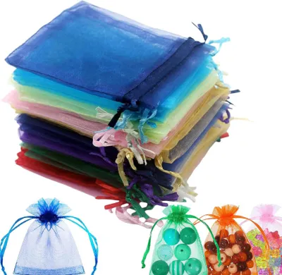 Produktbild von Organzabeutel – 100 Stück – 7 x 9 cm – Geschenktüten mit Kordelzug – Schmuckbeutel – Hochzeitstüten – Partytüten – Lavendeltüten – Kosmetiktüten