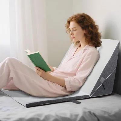 Image de Coussin orthopédique Unyqoos® pour la tête, avec hauteur réglable – mousse viscoélastique à effet rafraîchissant, inclinaison de 30°, housse lavable, antidérapant et avec poignées de transport, idéal pour soulager les reflux