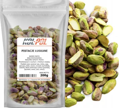 Zdjęcie produktu dla PISTACJE ŁUSKANE SUROWE 200g Niesolone całe Naturalne wysoka jakość Kol-Pol