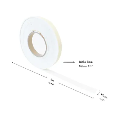 Produktbild von haggiy Filzband selbstklebend in weiß - 3 mm dick, 5 Meter lang, Breite: 15 mm