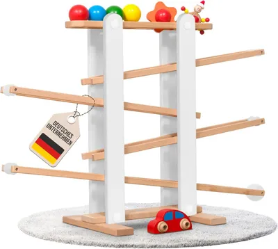 Produktbild von Coemo Kugelbahn mit 7 Roll Mobilen, Murmelbahn Größe L / grau