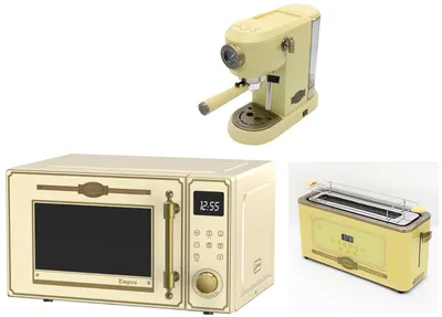Produktbild von Kaiser Empire M 2530 ElfEm Mikrowelle 25L+Kaffeemaschine KA 2005 ElfEm Empire,19 bar+Retro-Toaster T 4000 ElfEm