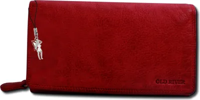 Produktbild von rote längliche Damenbörse gewaschenes Leder