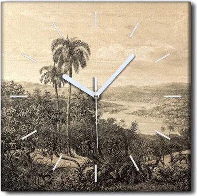 Produktbild von Coloray Uhr auf Leinwand 30x30 cm Wand Uhr Dekoration Wohnzimmer Segeltuch weiße Zeiger -Naturkunstlandschaft.