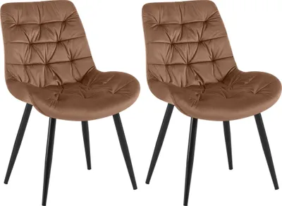 Produktbild von CLP 2er Set Esszimmerstuhl Rossford Samt I Stuhl mit Lehne braun