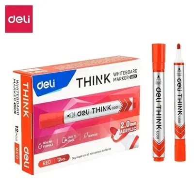 Produktbild von Trockenradierbarer Kugelschreiber, rund, 2,0 mm, rot (12 Stück) - DELI