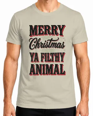 Productafbeelding van Merry Christmas, viezerik! Grappig kerstshirt voor heren, natuurmotief, maat M