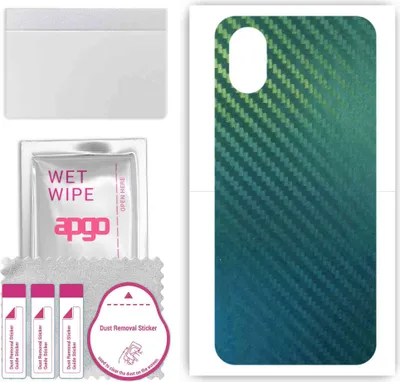 Produktbild von apgo Rückseite Schutzfolie, Skin, kompatibel mit Cubot J10, Hinten Displayschutzfolie aus Vinylfolie, kratzfest, einfache Montage - Kohlenstoff-Chamäleon CAKA1