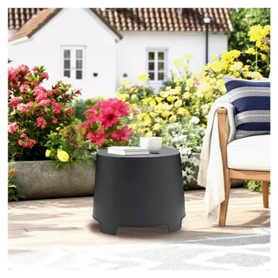 Produktbild von Runder Kunststoff Beistelltisch anthrazit - 46 x 40 cm - stapelbar für Garten, Balkon und Terrasse