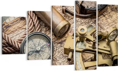 Produktbild von Bild auf Leinwand - Leinwandbild - Kompass Kompass Karte - 100x60cm - Wand Bild - Wanddeko - Leinwanddruck - Bilder - Kunstdruck - Wanddekoration - Leinwand bilder - Wandkunst - EG100x60-3730