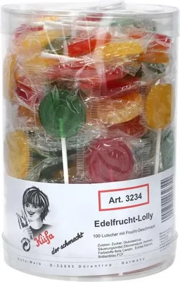 Produktbild von Küfa Edelfrucht Lolly Lutscher mit Fruchtgeschmack 100 Stück 1600g