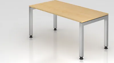 Produktbild von Schreibtisch Pejo | Ahorn | Silber Gestell | BxT 160x80cm | Arbeitshöhe 68-76cm | stufenlos höheneinstellbar | 4-Fuß-Gestell eckig | Rechteckform mit schwebender Tischplatte