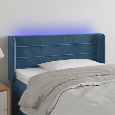 Produktbild von Cloris Designermöbel LED Kopfteil Dunkelblau 93x16x78/88 cm Samt 2024 Neu