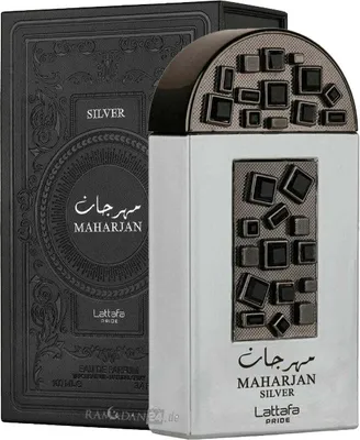 A perfume bottle and its packaging are displayed against a white background.