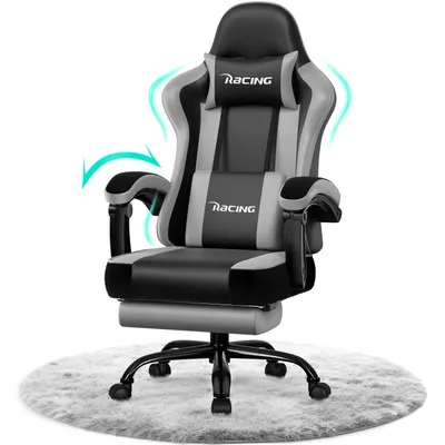Produktbild von Adormii Gaming Stuhl, Ergonomischer Gaming Sessel, Schreibtischstuhl, Gamingstuhl mit Fußstütze, verstellbare Rückenlehne, Gaming stuhl 150 kg