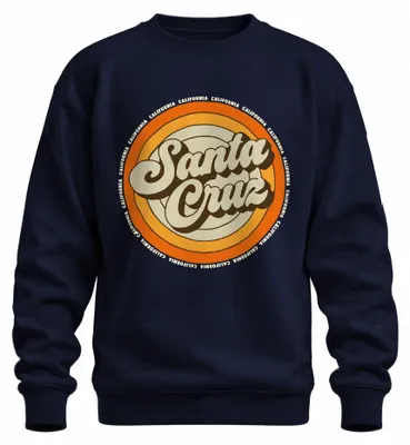 Immagine prodotto di Santa Cruz California Retro Sunset Surfer Surfing Beach Felpa Unisex Pullover, Navy, M