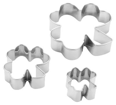 Produktbild von 3-teiliges Set St. Patrick's Day Kuchenform Edelstahl 430 Antihaftbeschichtung Kleeblatt-Motiv Fondant-Ausstecher Bastel-Tonmodellier-Keksausstecher