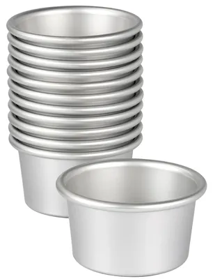 12 runde Mini-Kuchenformen aus Aluminium, 9,5 cm, eloxiert