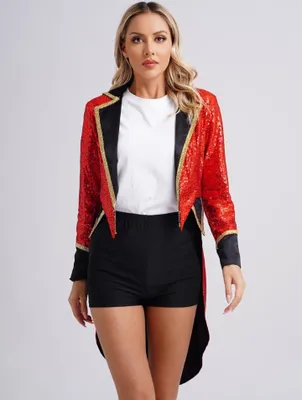 Produktbild von Damen Zirkus Kostüm M – Pailletten Glitzer Frackjacke im Zirkusdirektor Stil | Fasching, Karneval & Party