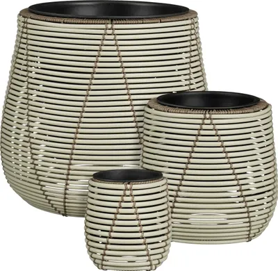 Zdjęcie produktu dla Mica Decorations Cancun Doniczka – zestaw 3 sztuk – doniczka do kwiatów i roślin doniczkowych – do użytku na zewnątrz – tworzywo sztuczne pochodzące z recyklingu – biały