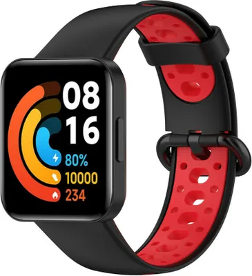 Produktbild von Strap-it Redmi Watch 2 (Lite) Sportband (Schwarz/Rot)