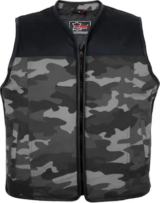 Produktbild von Biker Weste Textil Grau Camo Tarn Motorradweste Textilkutte Kutte Camouflage(XL)