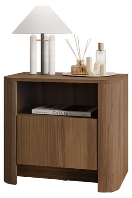 Produktbild von MIRJAN24 Nachttisch Bari S58, Nachttisch mit eins Schubladen (Farbe: Nuss Warmia)