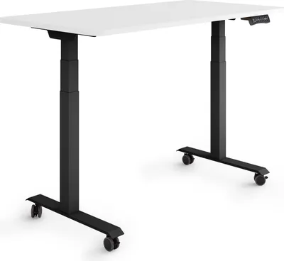 Produktbild von ESMART Germany EZX-132BW 120x60cm Weiß Ergonomischer Steh-Sitz-Schreibtisch auf Rollen Stufenlos elektrisch höhenverstellbar 65,5-130,5 cm 3 x Memory USB Ladeport Aktivitätserinnerung