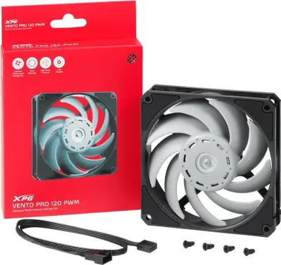 Produktbild von XPG VENTO PRO 120 PWM Schwarz, Ventilator, 12 cm, 450 RPM, 2500 RPM, Schwarz, Weiß
