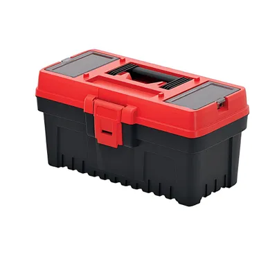 A red and black toolbox is shown against a white background.