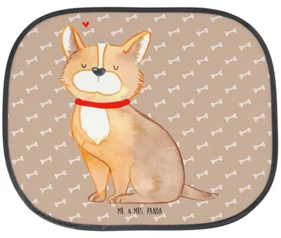 Produktbild von Mr. & Mrs. Panda Sonnenschutz Auto Hund Glück - Hundeglück - Geschenk, Spruch, Herz, Sonnenblende, Scheibenschutz, Corgie, Sprüche, Liebe, Fürs