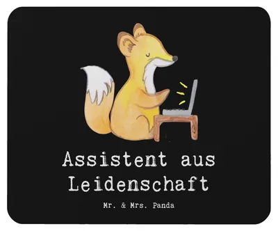Produktbild von Mr. & Mrs. Panda Mouse Pad Assistent Leidenschaft - Schwarz - Geschenk, laptop mousepad, mousematte, pc, Mauspad