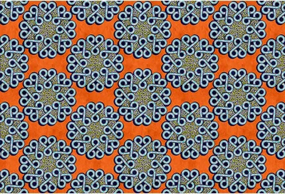 Produktbild von Tadessi Fototapete | Blumen | 4.00 m  x 2.70 m | Orange | Blau | Wandbild | Digitaldruck