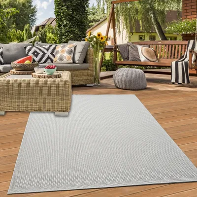 Produktbild von Robuster In- und Outdoorteppich 3d-Effekt schlichtes Muster einfarbig creme Größe - 160 x 220 cm