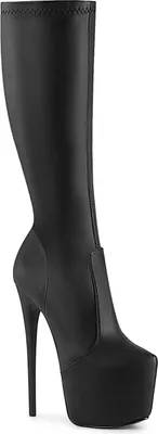 Produktbild von JUBILANT-2000 Pleaser kniehohe High Heels Stretch Plateaustiefel schwarz Matt