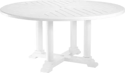 Produktbild von Casa Padrino Luxus Esstisch Weiß Ø 160 x H. 75 cm - Runder Küchentisch aus hochwertigen strapazierbarem Aluminium - Gartentisch