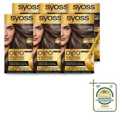 Zdjęcie produktu dla 6 sztuk farby do włosów SYOSS Oleo Intense 7-56 Mokka, ciemny blond, bez amoniaku - zestaw ekonomiczny