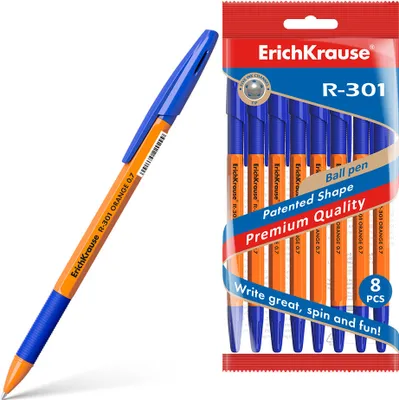 Produktbild von Kugelschreiber R-301 Orange 0,35mm mit Gummigriff 8 Stück Blau