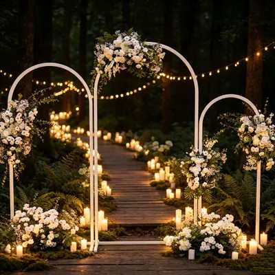 Immagine prodotto di Vrygle Arco Matrimonio in Metallo Set 3 Pezzi – Struttura Decorativa per Fiori e Palloncini, Sfondo Foto, Arco da Giardino per Matrimonio