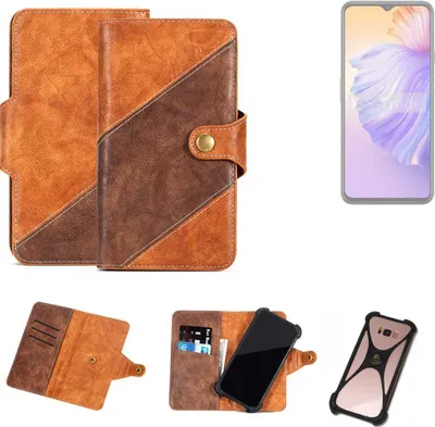 Produktbild von K-S-Trade Handyhülle Schutzhülle Bookstyle Case Wallet-Case kompatibel mit Wiko T60 Cover Klapphülle Kantenschutz Smartphone dunkelbraun braun 1x
