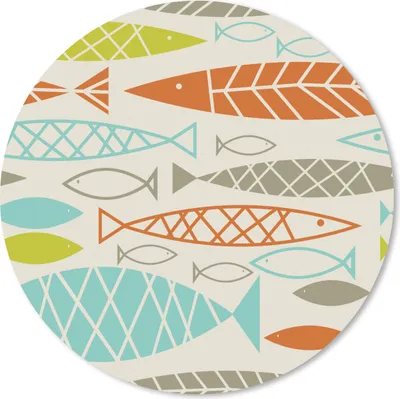 Produktbild von MuchoWow® Mauspad Mousepad Fisch - 50er Jahre - Muster 30x30 cm - Mousepads - Maus Mat - Pad - Mausunterlage - Tischunterlage - Schreibtischmatten
