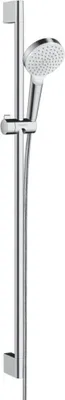 Produktbild von hansgrohe Crometta Brauseset 1-jet EcoSmart mit Brausestange 90 cm, weiß/ chrom, 26539400