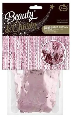 Produktbild von Metallic-Spiralvorhang, rosa, 100 x 200 cm – Godan