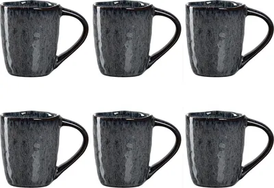 Produktbild von Leonardo Matera Espressotassen 4er Set, Mokka-Becher aus Steingut, spülmaschinengeeignete Espresso-Gläser, Keramik-Tassen, grau, 90 ml, 018594