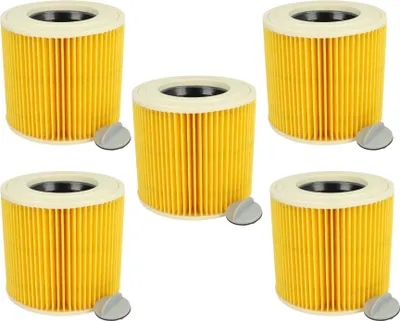 Produktbild von vhbw 5 Faltenfilter kompatibel mit Kärcher NT 27/1 ME Professional, NT 48/1 TE Professional Staubsauger - Patronenfilter Gelb
