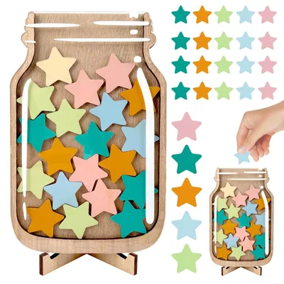Productafbeelding van Motiverend Beloningsglas voor Kinderen, Sterren Beloningsglas met Bloemontwerp