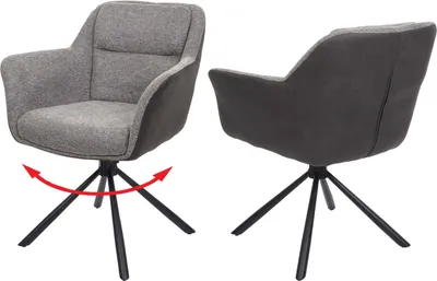 Zdjęcie produktu dla zestaw 2 krzeseł do jadalni HWC-K33, krzesło kuchenne Krzesło, pozycja obrotowa automatyczna, tkanina MVG ~ imitacja skóry , szary-ciemnoszary